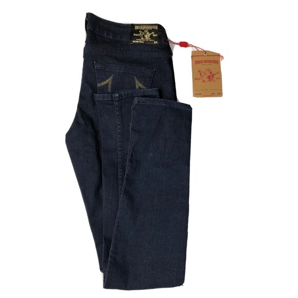 True Religion World Tour Stella Womens 28x32 Blue Denim Jeans Skinny NWT - Picture 1 of 8